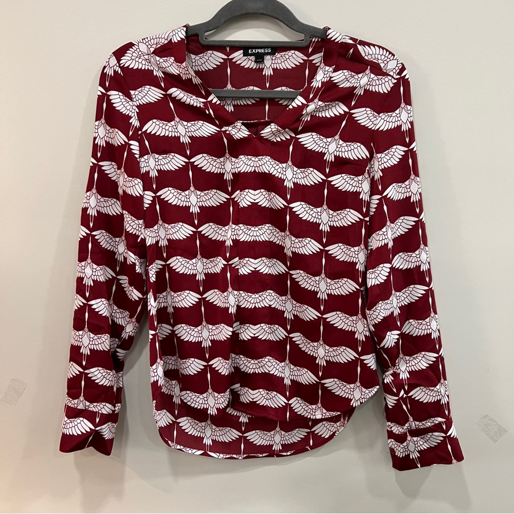 Express Portofino Shirt Womens XXS Button Front Long Roll sleeve